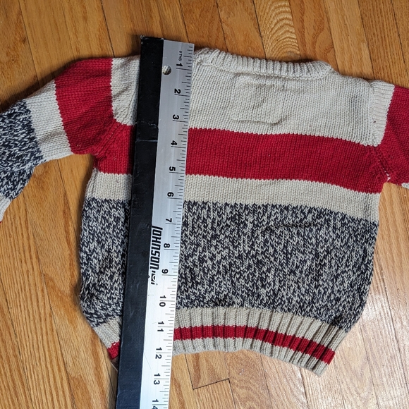 Roots Cabin Knit Sweater Grey Tan Red 8-12 months unisex boy girl winter outdoor - Picture 6 of 9